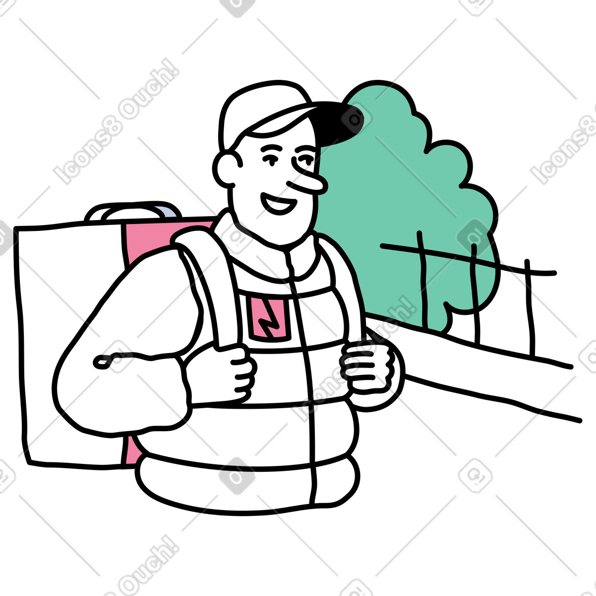 Courier delivering orders in the city illustration Notes style download PNG, SVG
