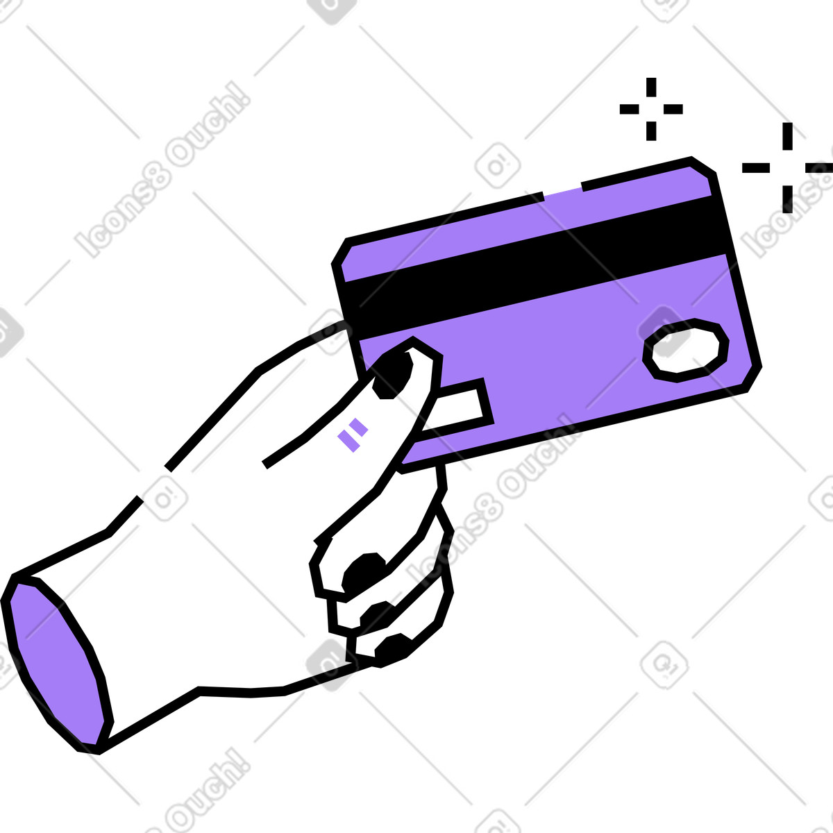 Hand with a bank card illustration in Amethyst style download in PNG, SVG