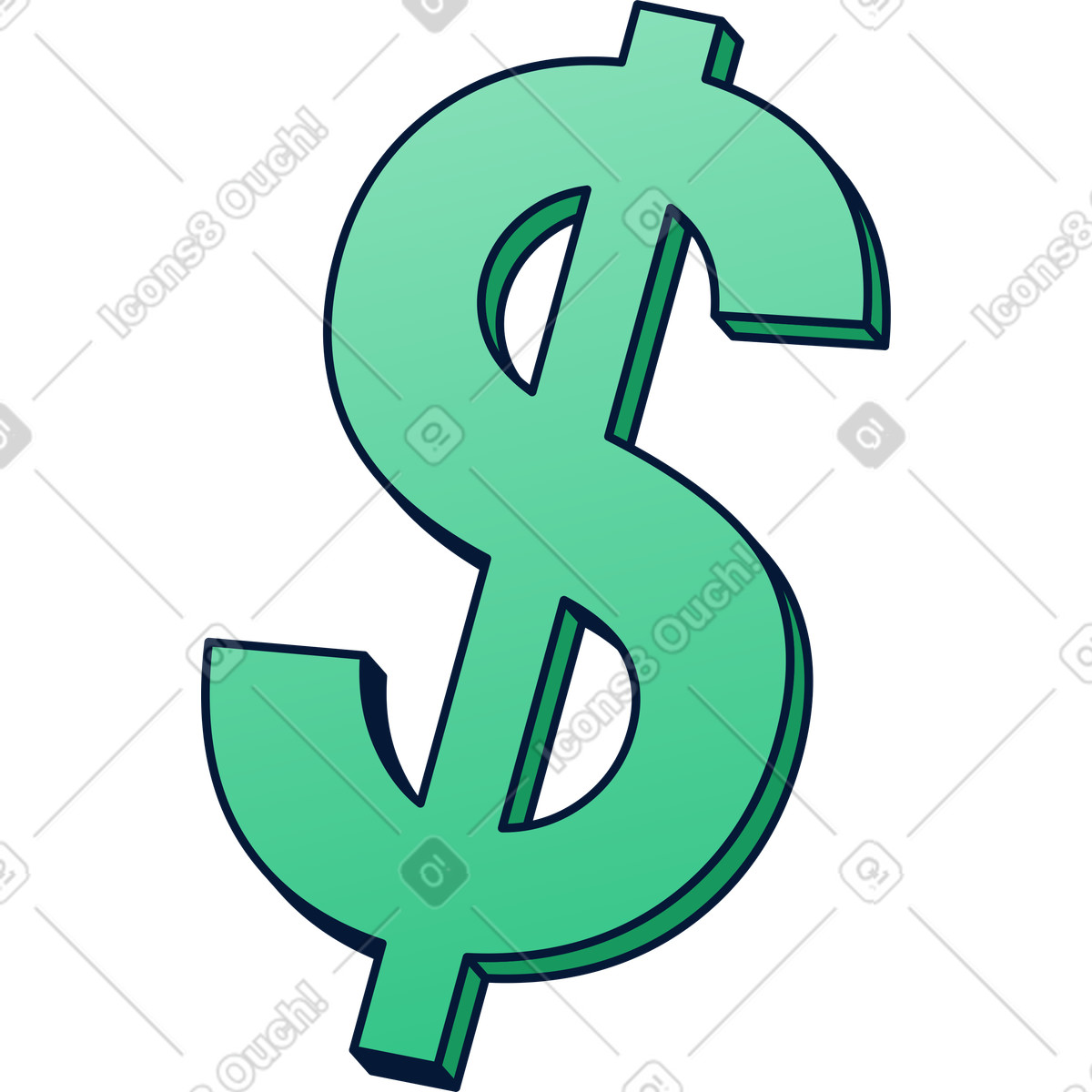 Illustration Signe dollar dans le style Neat à télécharger aux formats PNG, SVG
