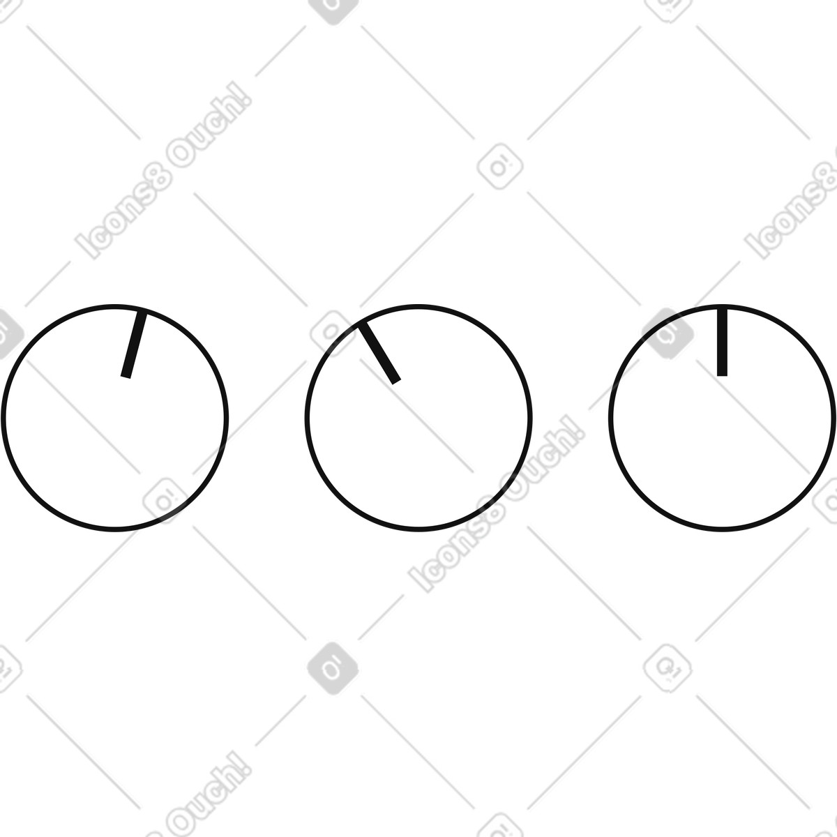 Control knob settings demonstrating adjustable level positions for equipment illustrazione in stile Main scarica in PNG, SVG
