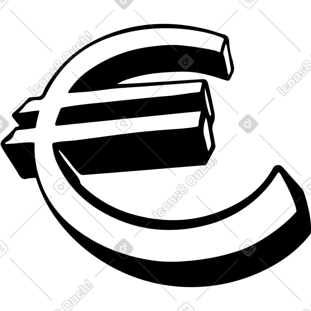 Simbolo dell'euro illustrazione in stile Line scarica in PNG, SVG