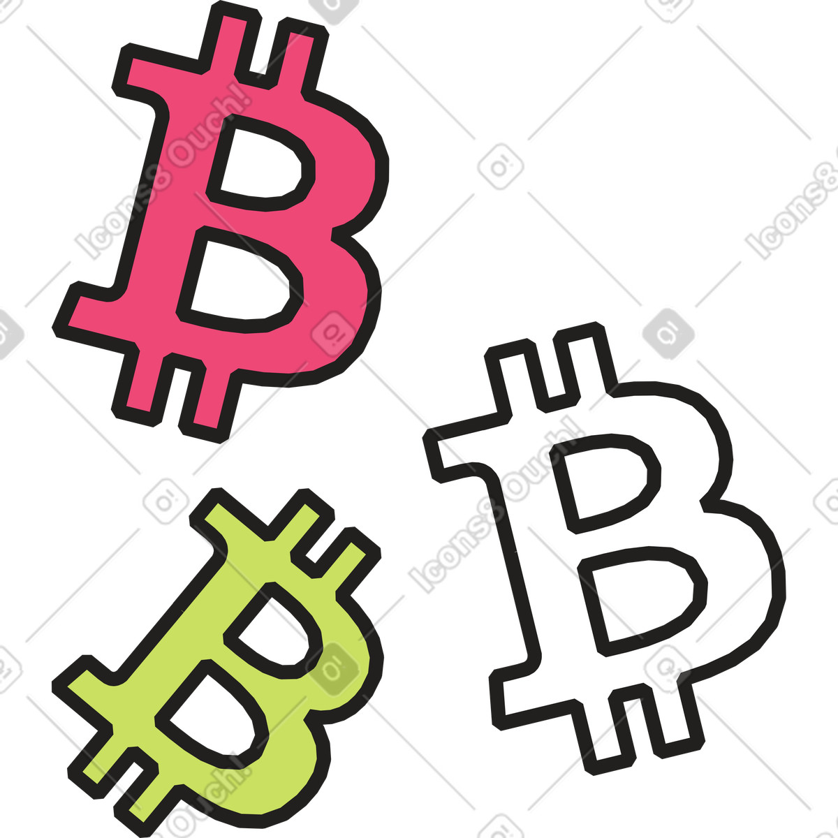 Dazzle スタイルの ビットコイン のイラストをPNG、SVG形式でダウンロード
