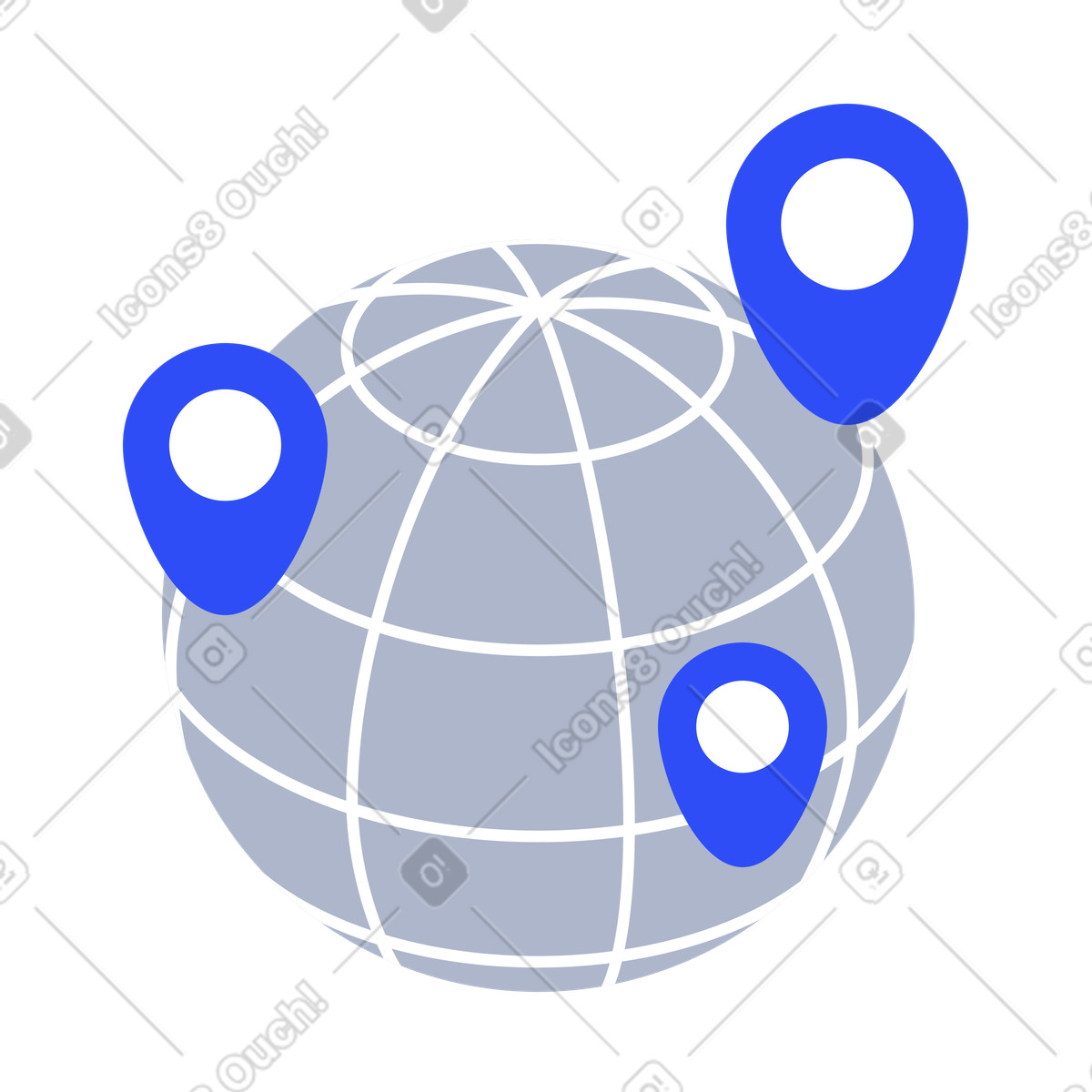 Globe with location pins for worldwide GPS navigation and mapping illustrazione in stile System scarica in PNG, SVG