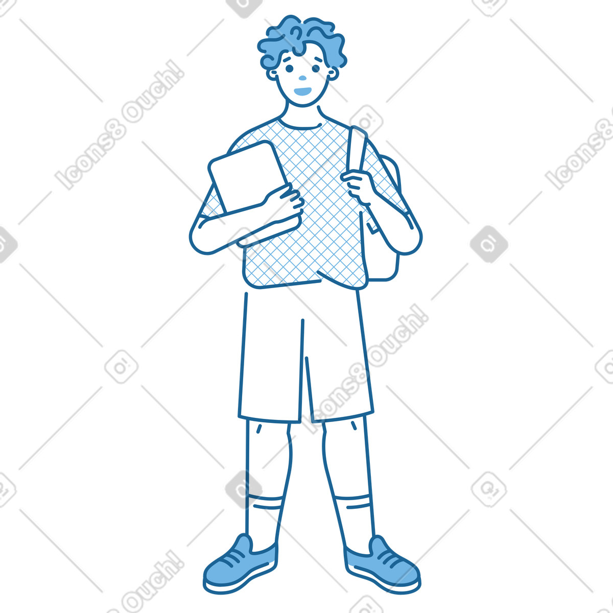 Ilustración Hombre con laptop y mochila en estilo Natty a descargar en PNG SVG