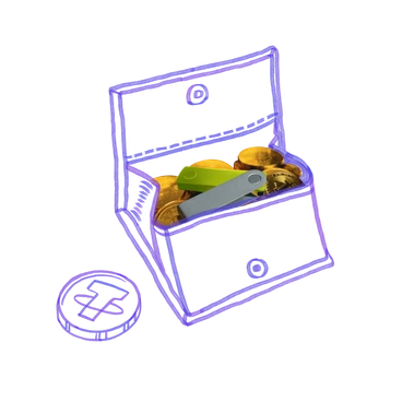 A treasure chest filled with coins and a key - Marker style illustration