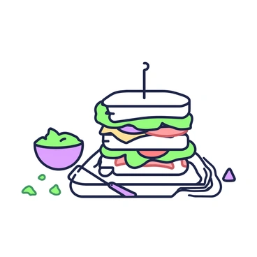 A towering sandwich with layers of different fillings