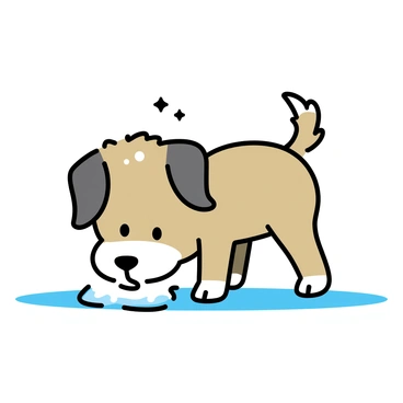 A puppy sticking its nose into fresh snow, creating a small imprint