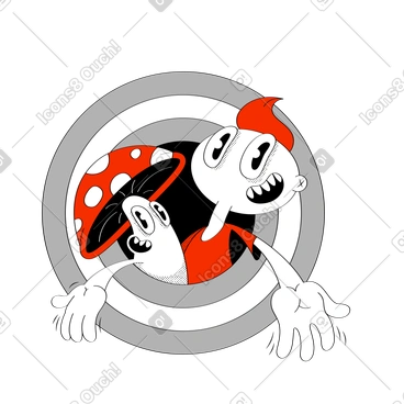 Man and mushroom are welcoming animated illustration in GIF, Lottie (JSON), AE