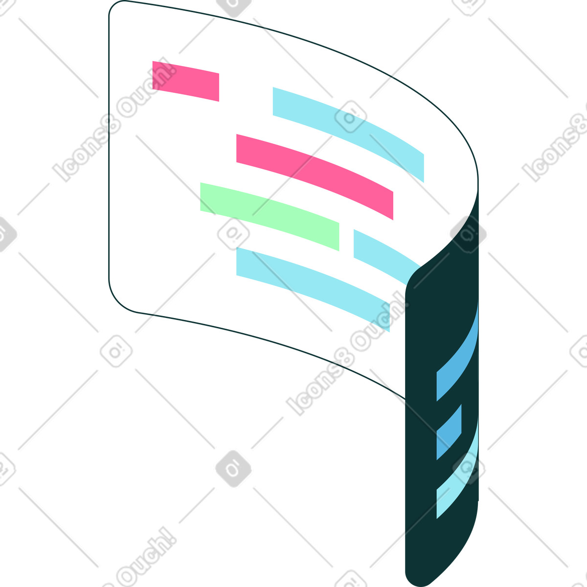 Pannello curvo con linee colorate illustrazione in stile Florid scarica in PNG, SVG