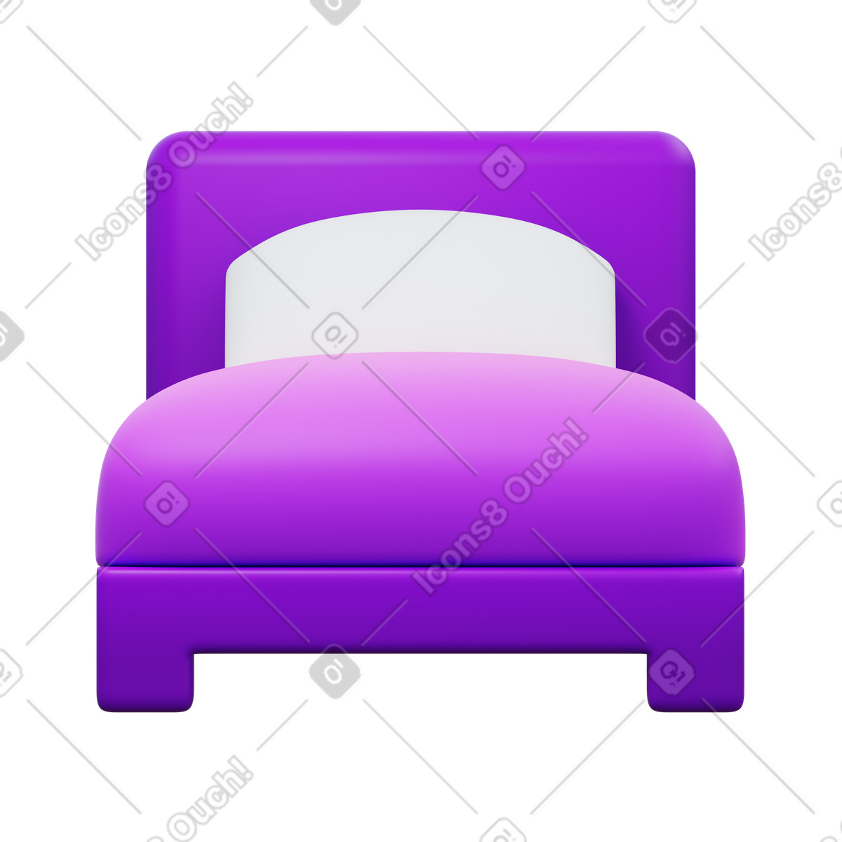 Single bed illustration in 3D Fluency style download in PNG, SVG