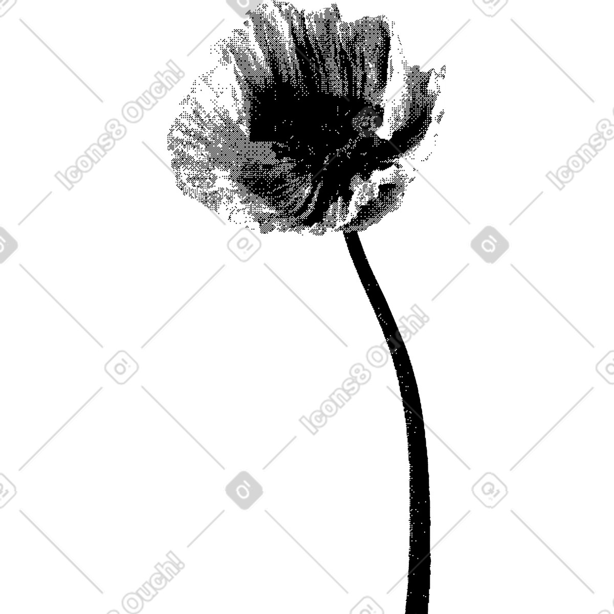 Bitmap スタイルの Poppy flower のイラストをPNG、SVG形式でダウンロード