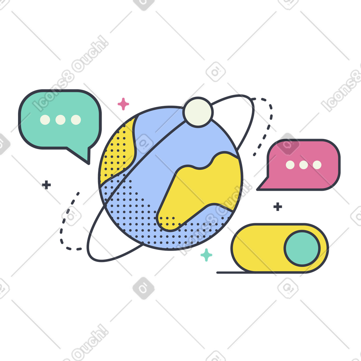 Global networking and online messaging illustration in Abstract style download in PNG, SVG