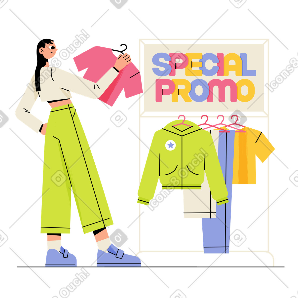 Ilustração de Lettering special promo com cabideiro em no estilo Juicy para baixar em PNG, SVG