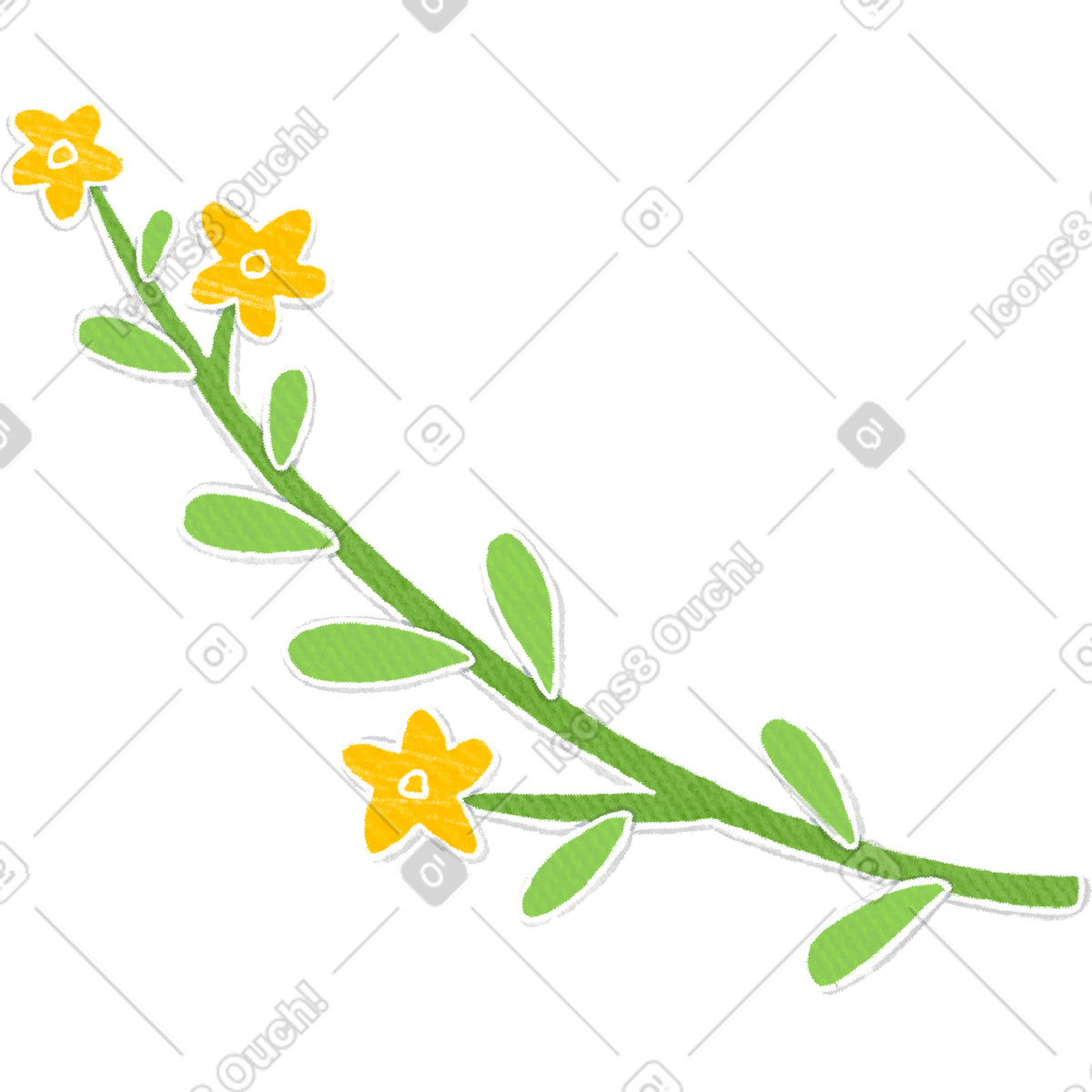 Illustration Brin à fleurs jaunes dans le style Crafty télécharger aux formats PNG, SVG