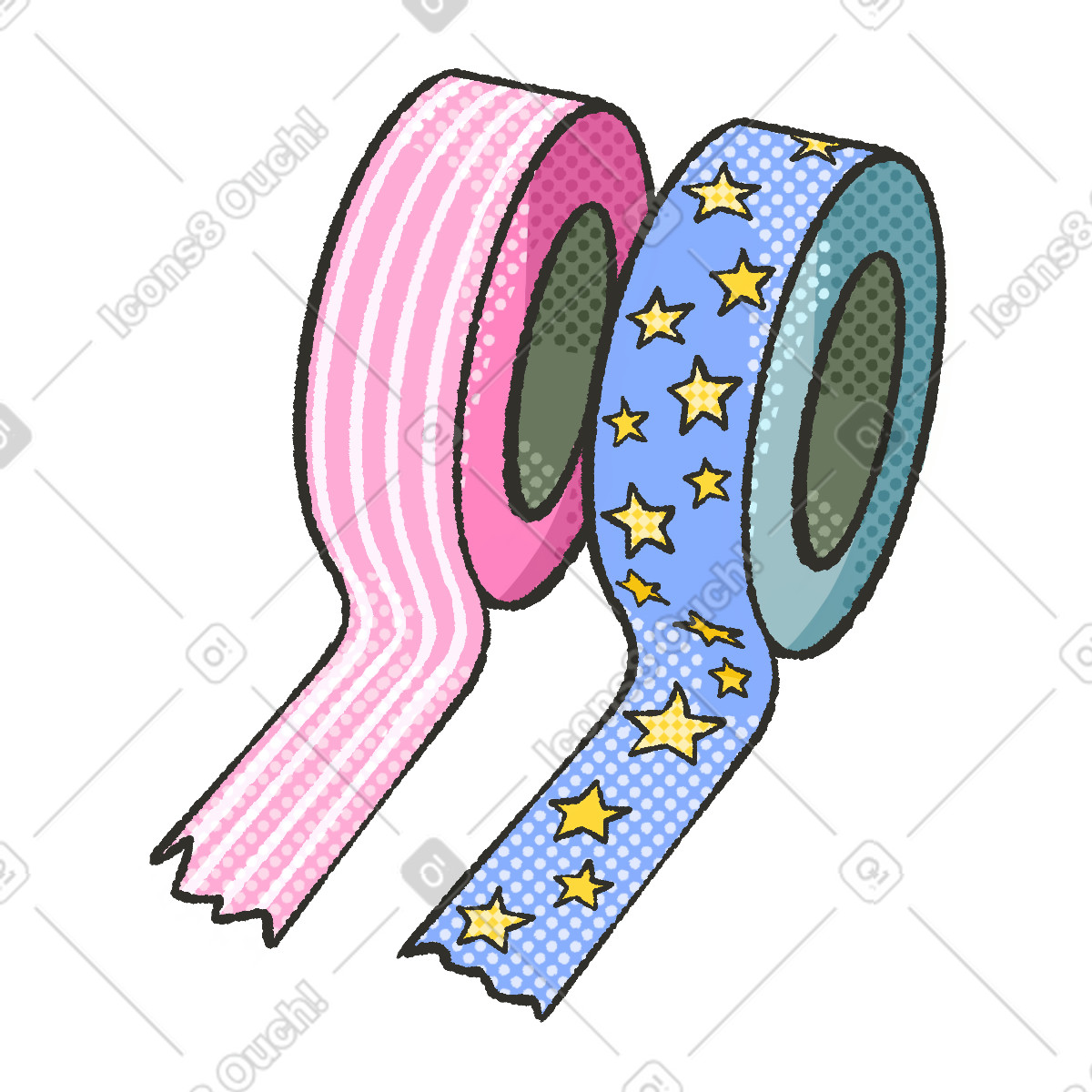 Ilustração de Pink and blue craft tapes em no estilo Dots para baixar em PNG, SVG