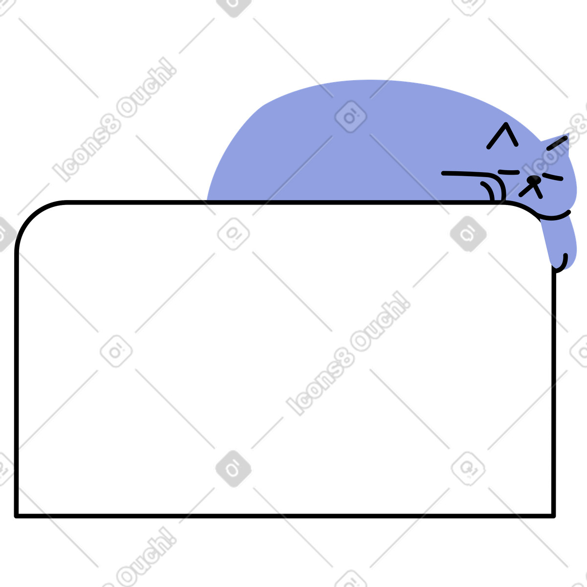 Ilustração de Gato dormindo em cima uma tábua vazia no estilo Juicy para baixar PNG, SVG