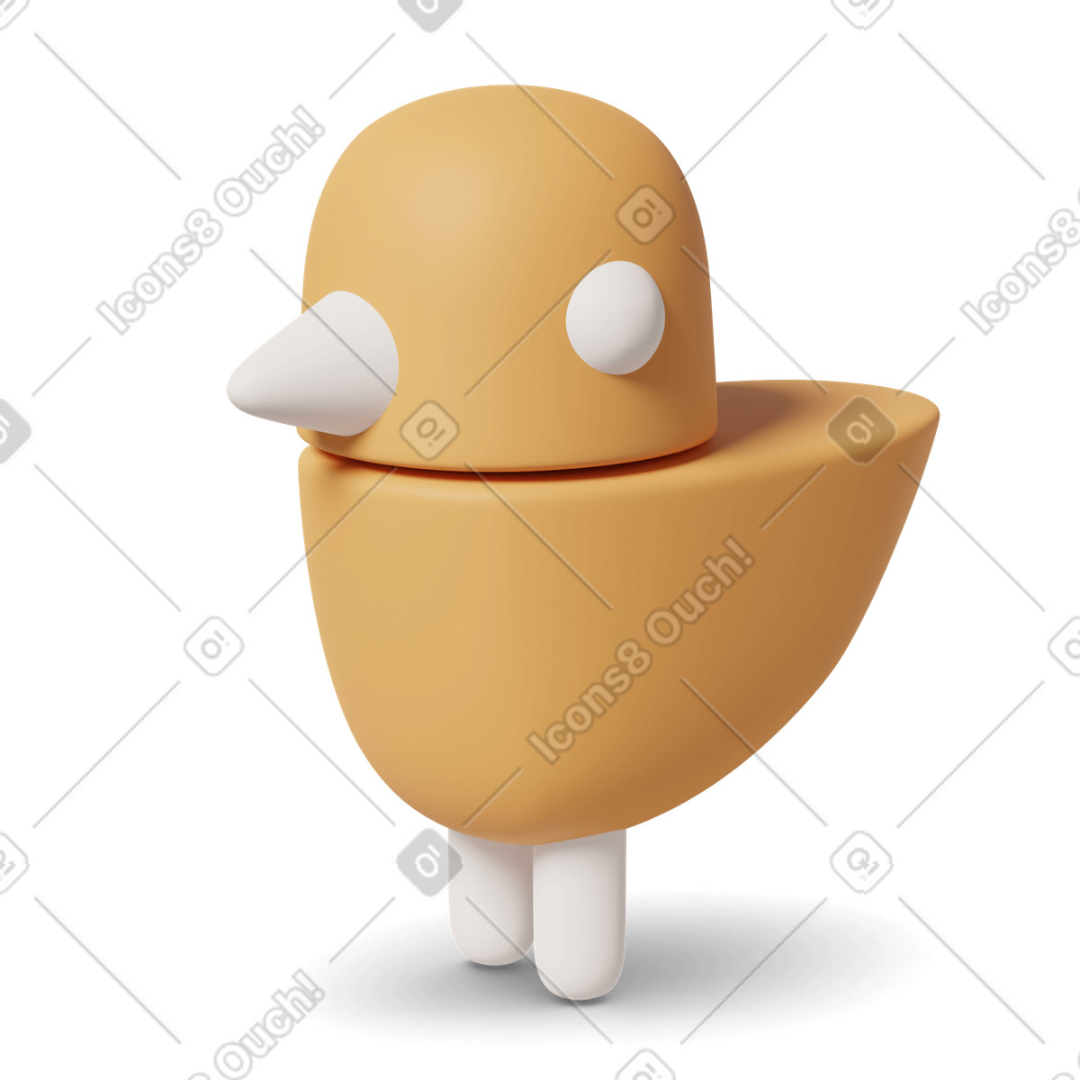 3D Casual life スタイルの Orange bird のイラストをPNG、SVG形式でダウンロード