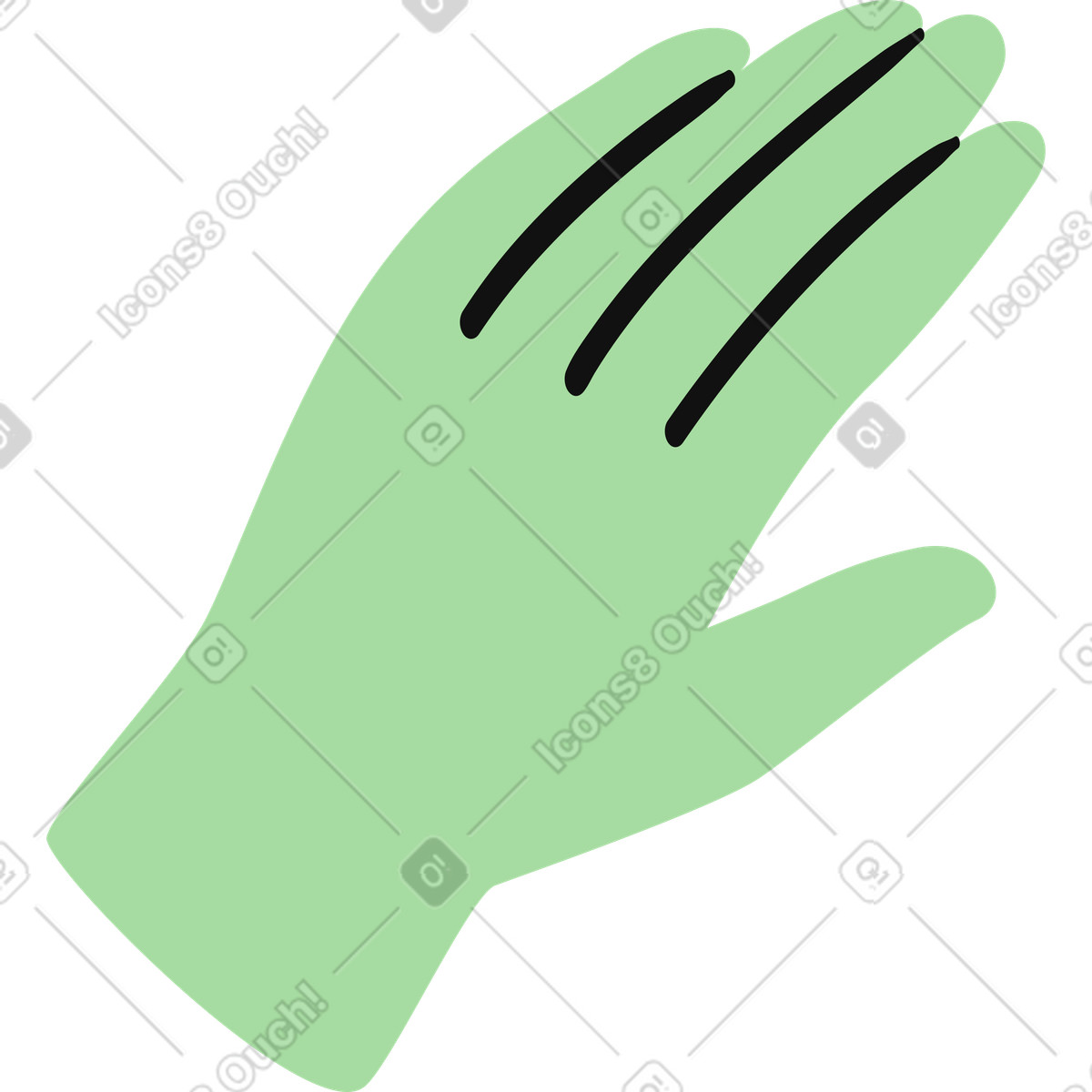下载 Organic 风格的 Hand wearing protective glove for cleaning or medical safety 插画，支持 PNG、SVG 格式