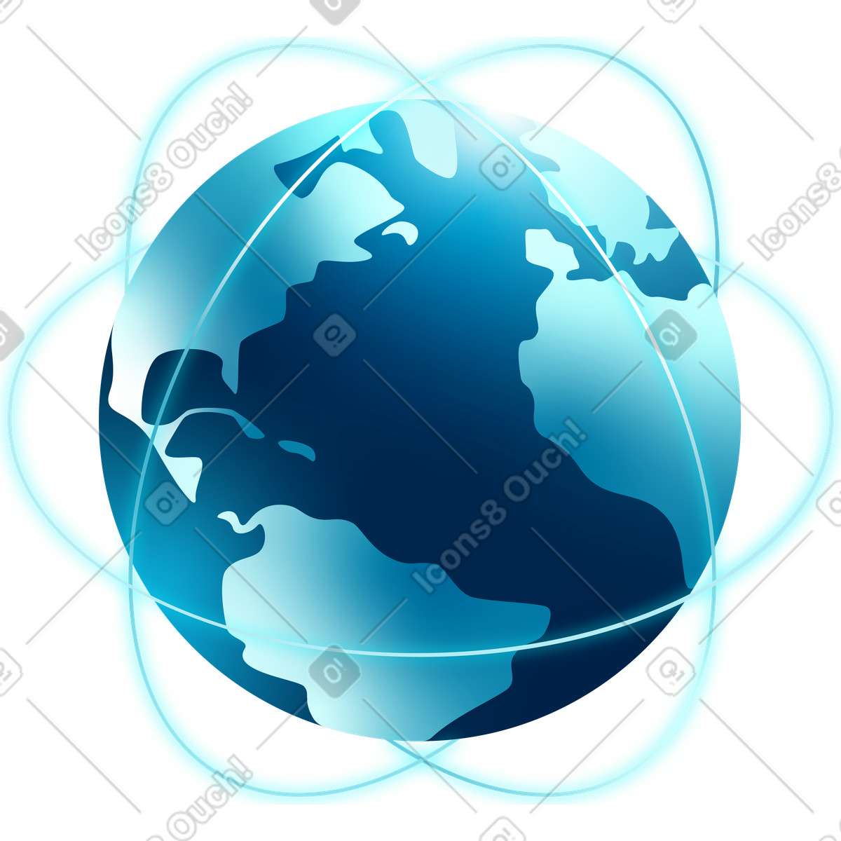Illustration Globe terrestre avec orbites dans le style Glare à télécharger aux formats PNG, SVG