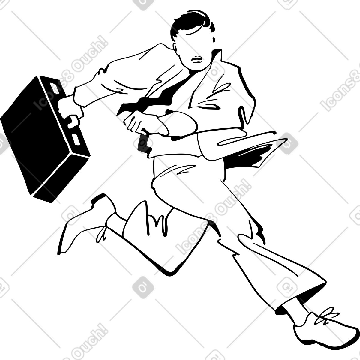 Geschäftsmann in großer eile-Illustration im Line-Stil als Download PNG, SVG