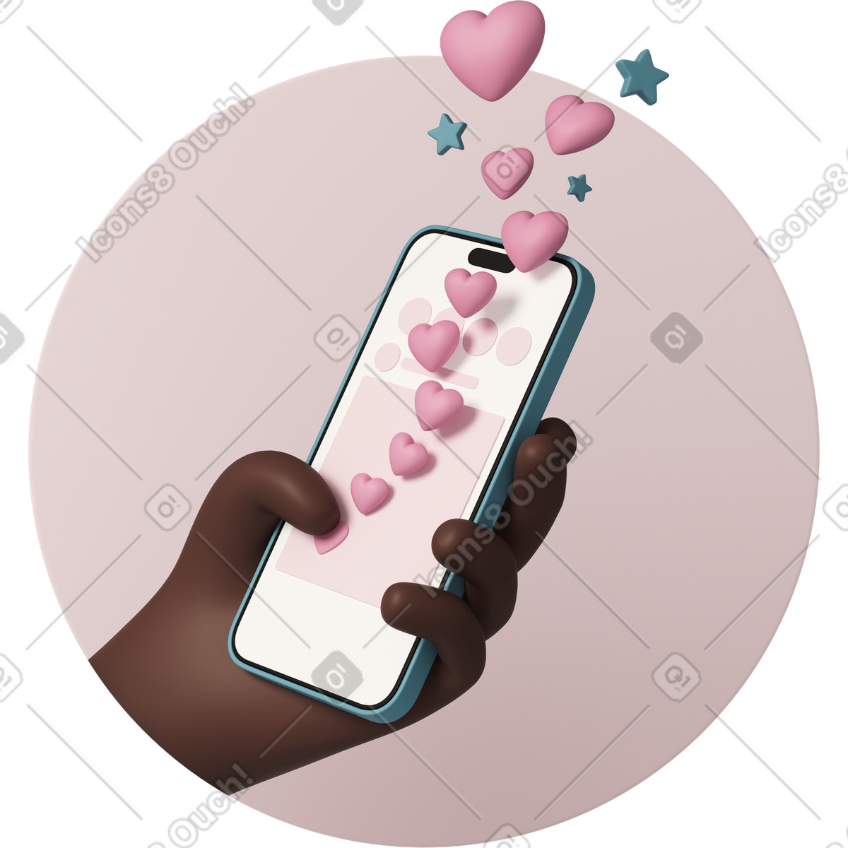 Hand pressing like heart button-Illustration im 3D Casual life-Stil als Download in PNG, SVG