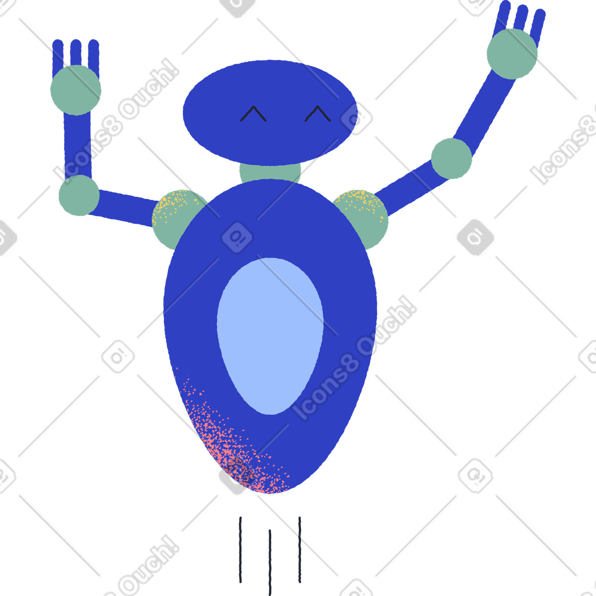Ilustración Dark blue jumping robot en estilo Pablo a descargar en PNG y SVG