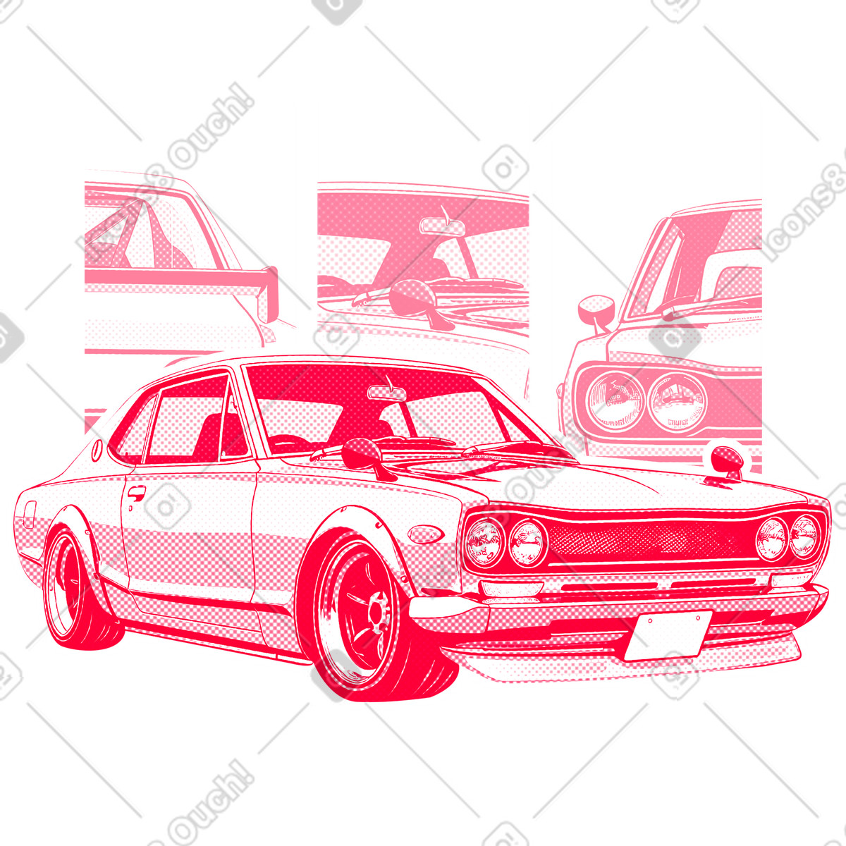 Halftone スタイルの Vintage Nissan kgc classic poster のイラストをPNG、SVG形式でダウンロード