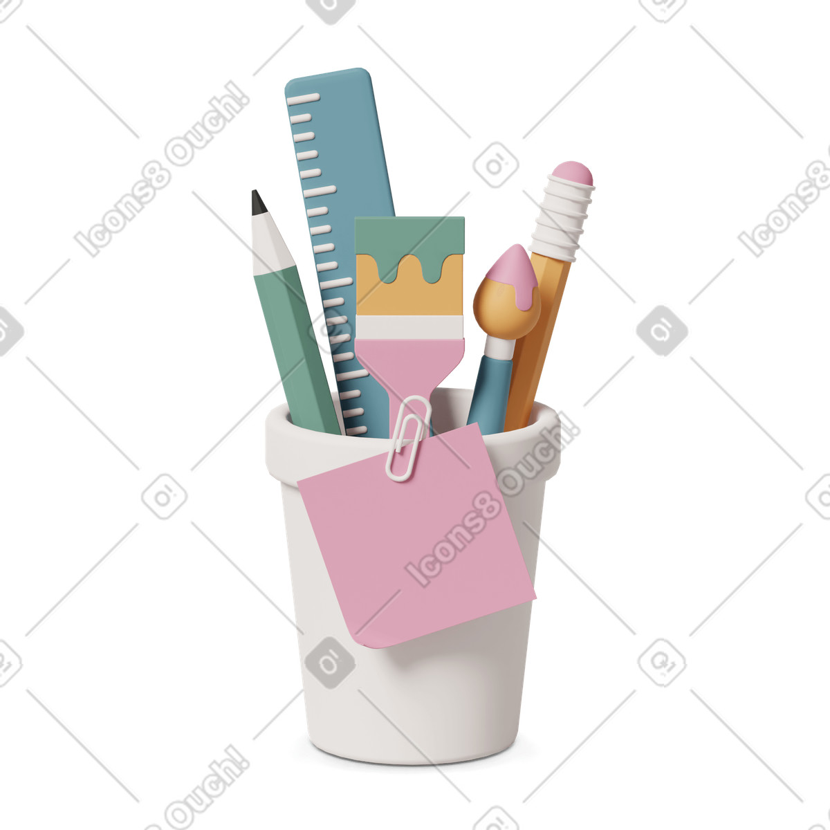 3D Casual life スタイルの Stationery cup のイラストをPNG、SVG形式でダウンロード