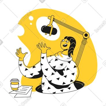 Woman recording a podcast PNG, SVG