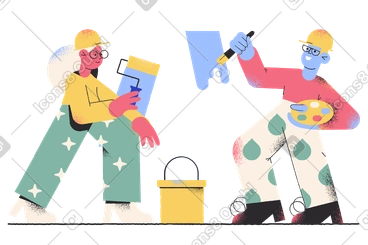Home renovation with people painting walls PNG, SVG