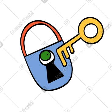 Cadenas et clé représentant la protection des données PNG, SVG