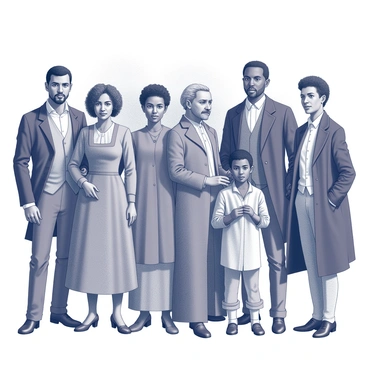 A diverse group of abolitionists and runaway slaves is standing together. The individuals are positioned closely, showing solidarity and determination. Each person has distinct features that reflect their unique backgrounds and experiences. The abolitionists are dressed in period-appropriate clothing, with some wearing waistcoats and long coats, while the runaway slaves are in simpler attire, showcasing their resilience. Their expressions convey a mix of hope and resolve. In the background, there is a suggestion of a natural landscape, symbolizing the journey toward freedom.