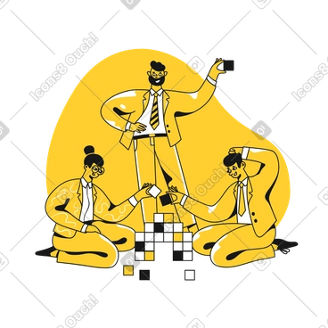 Teamwork in office animated illustration in GIF, Lottie (JSON), AE