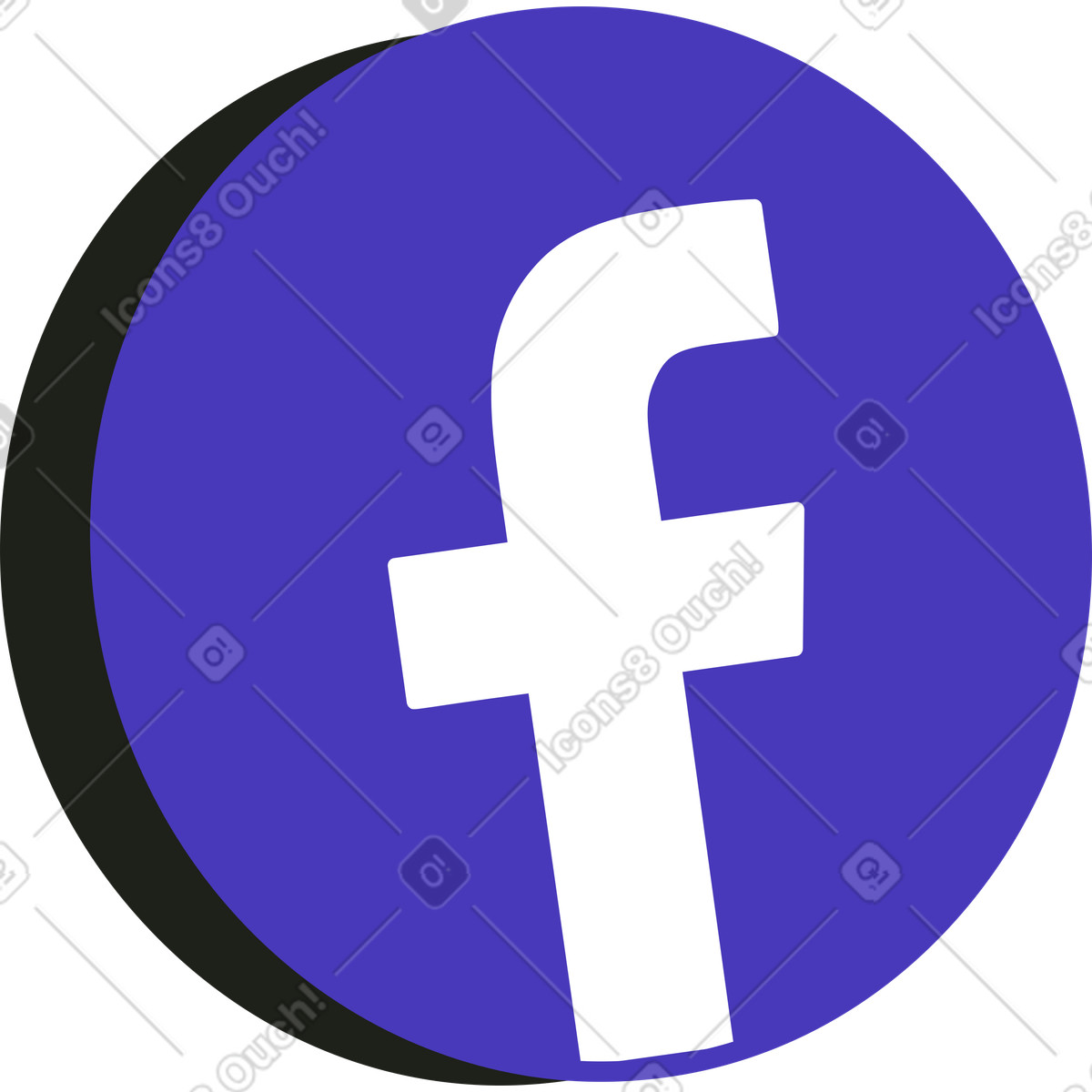 Ilustración Icono de facebook en estilo Blueberry a descargar en PNG y SVG