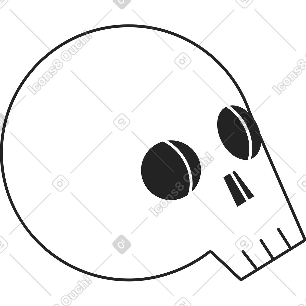 Cranio illustrazione in stile Sammy Line scarica in PNG, SVG