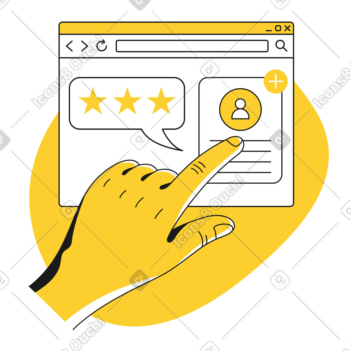 Online-recruiting mit hand und browser-Illustration im Taxi-Stil als Download in PNG, SVG