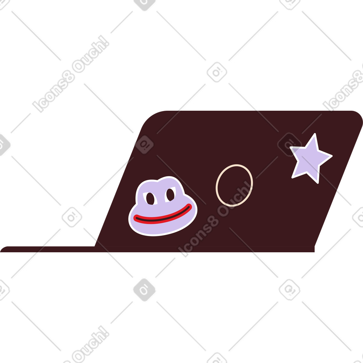 Ilustração de Notebook com adesivos na tampa em no estilo Folks para baixar em PNG, SVG