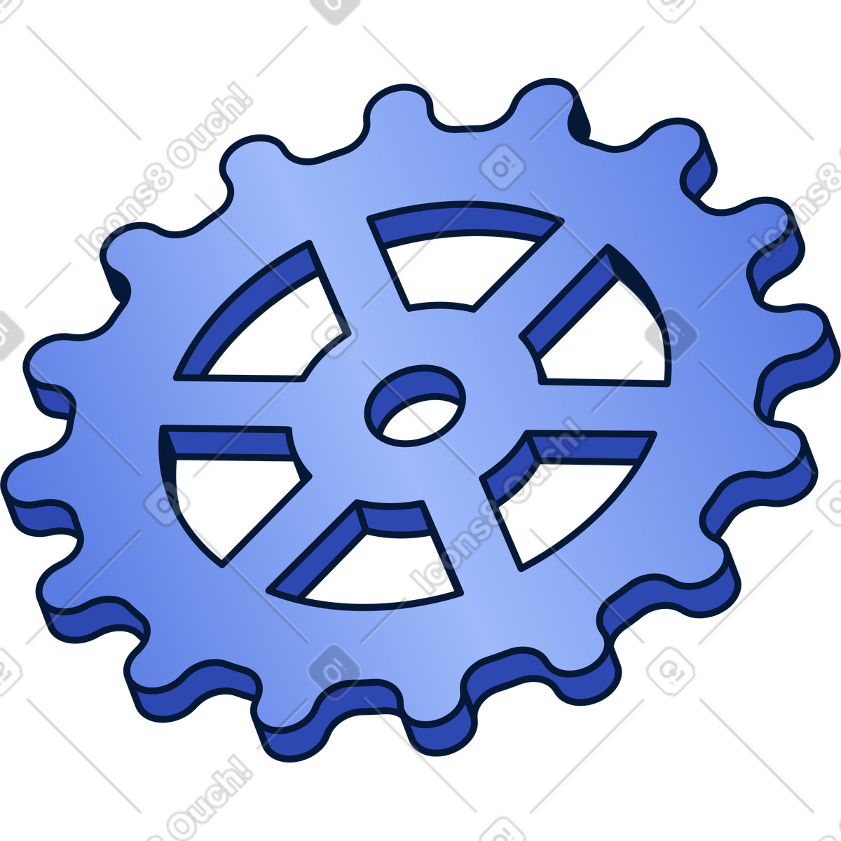 Blue gear wheel illustration in Neat style download in PNG, SVG