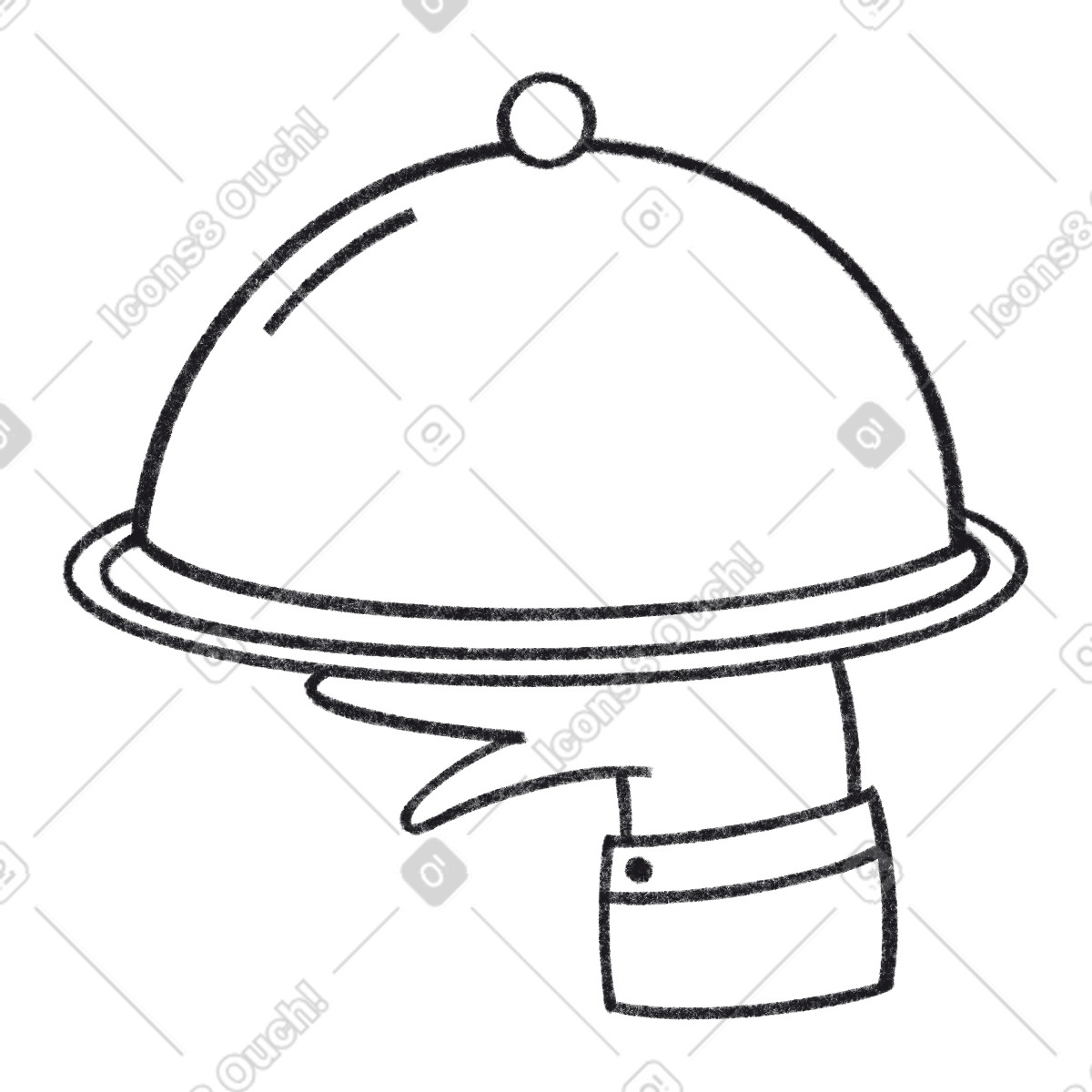 Hand holding serving tray for food illustration in Bonbon Line style download in PNG, SVG