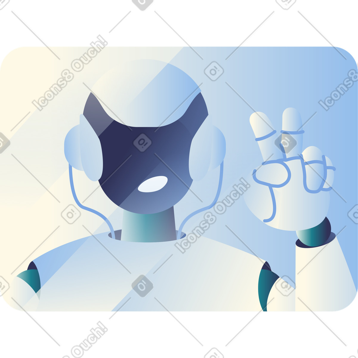 Ilustración Robot humanoide mostrando gesto de victoria en estilo Beam a descargar en PNG y SVG