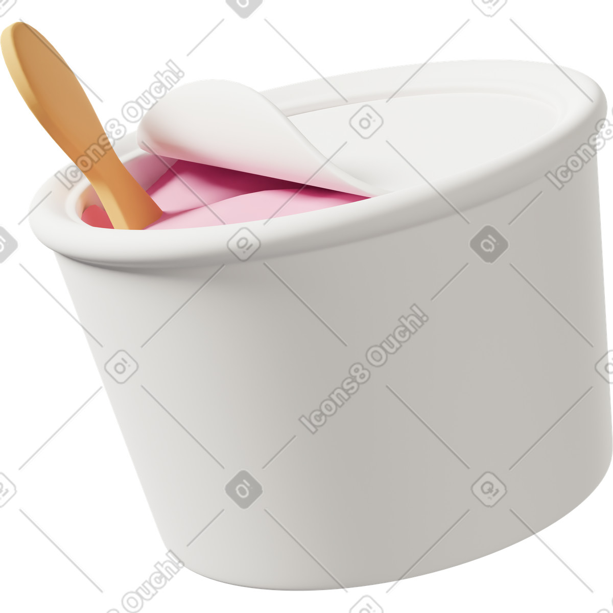 Ilustração de Ice cream jar mockup with wooden spoon em no estilo 3D Casual life para baixar em PNG, SVG