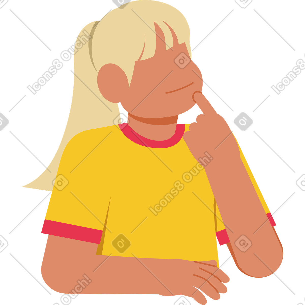 Young woman thinking for a moment illustration in Catchy style download in PNG, SVG