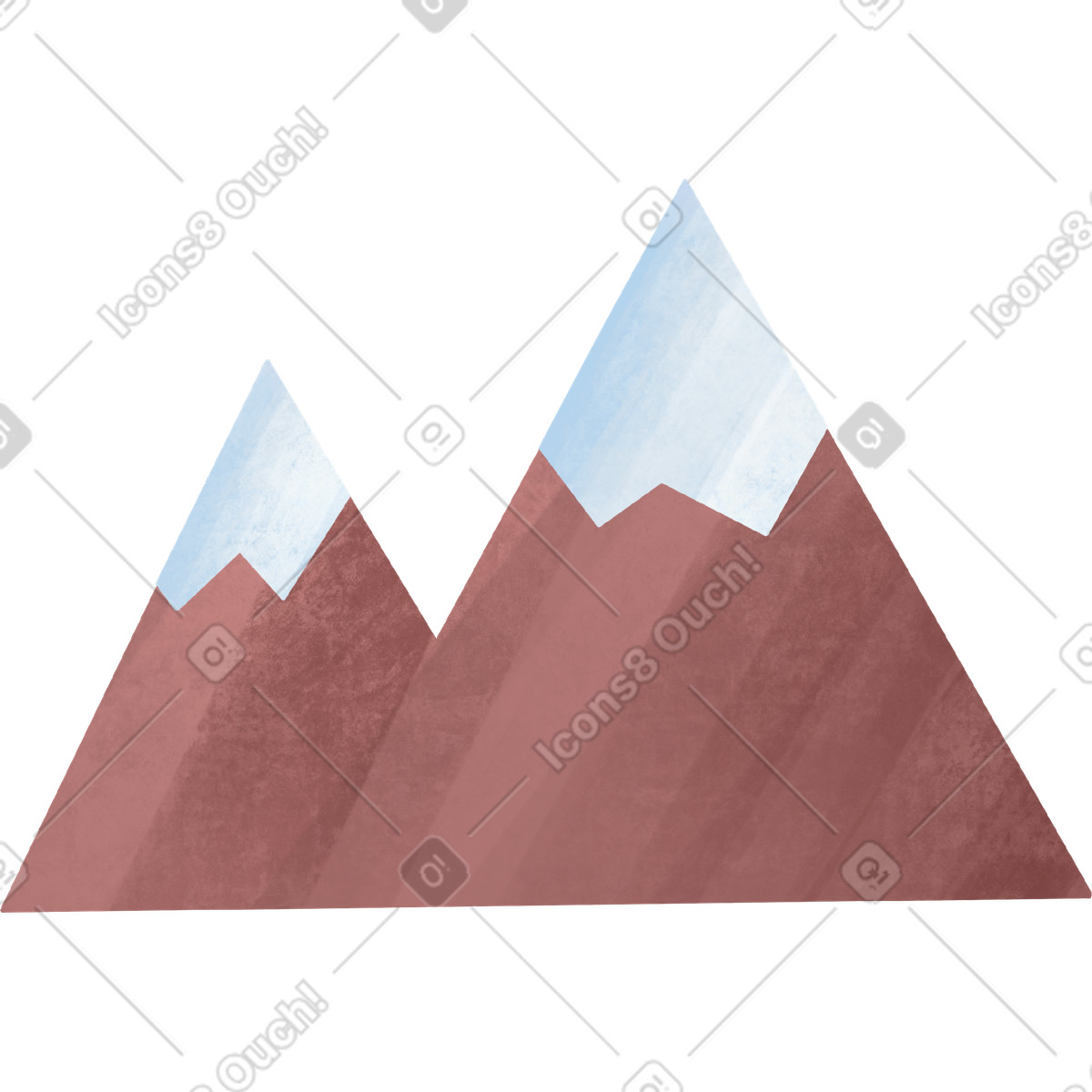 Bonbon 스타일의 Two mountains with snowy peaks 일러스트레이션 PNG, SVG 다운로드