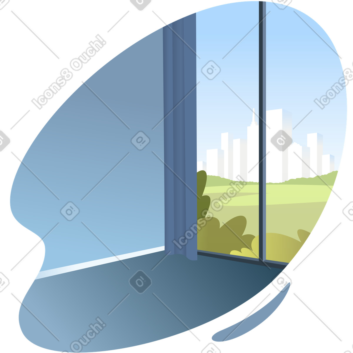 Blue room background illustration in Vivid style download in PNG, SVG