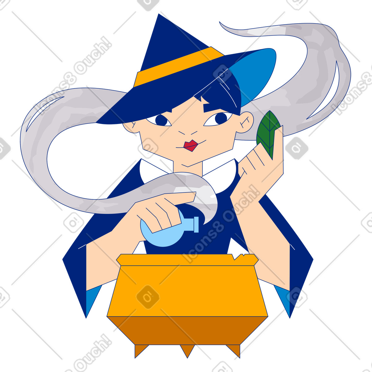 Illustration Potion de fabrication sorcière dans le style Neo-Sakura à télécharger aux formats PNG, SVG