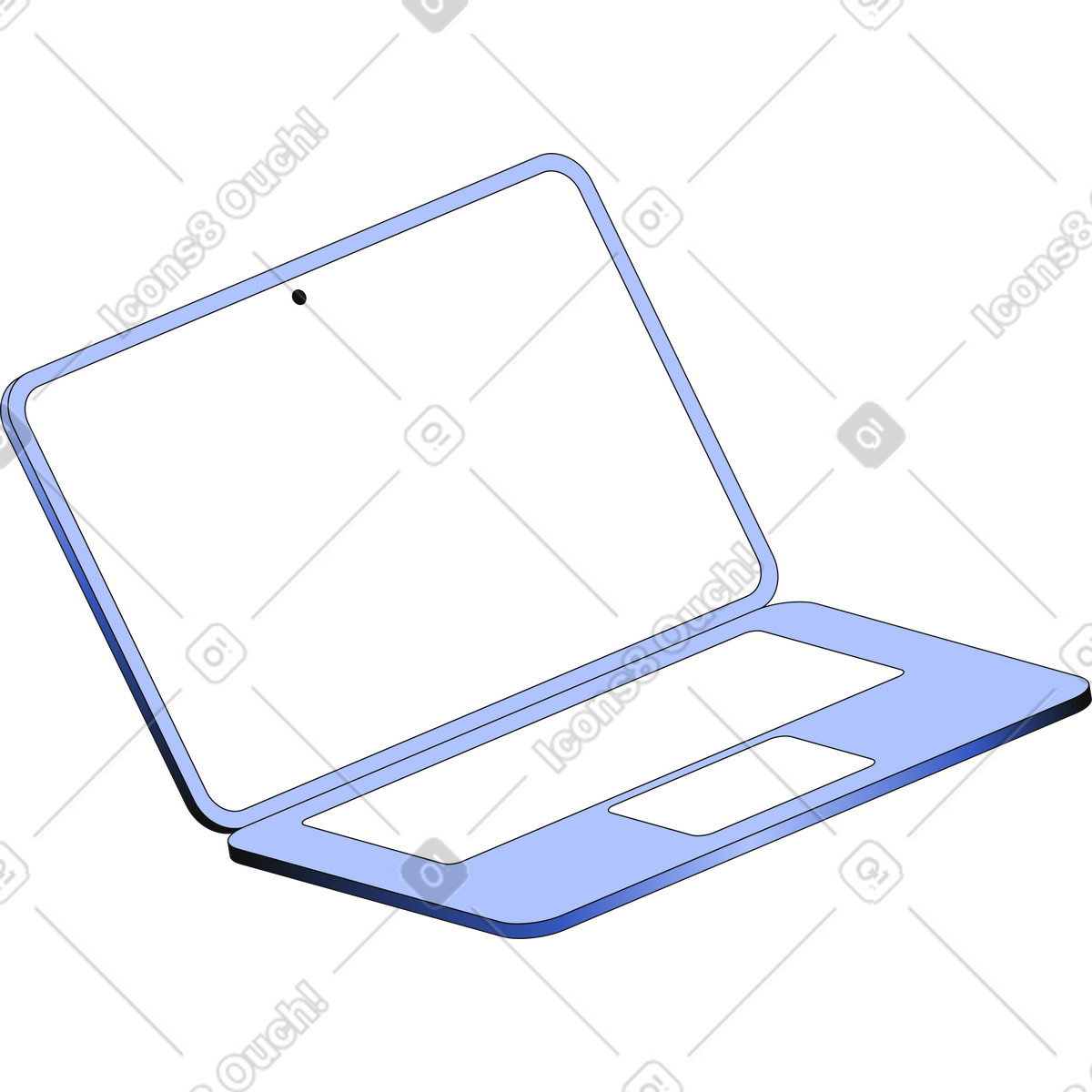Open laptop illustration in PNG, SVG
