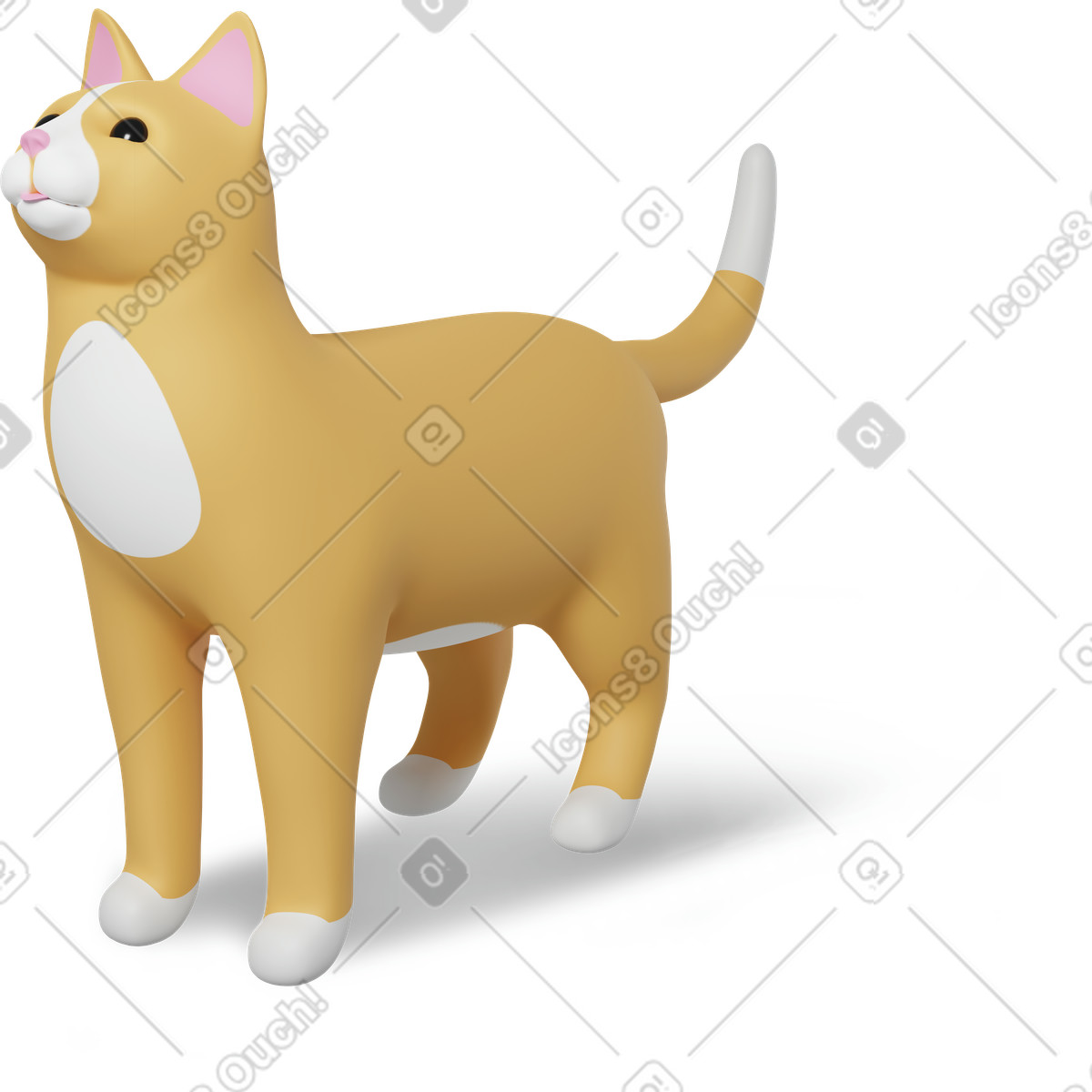 3D Casual life 스타일의 Cat standing 일러스트레이션 PNG, SVG 다운로드