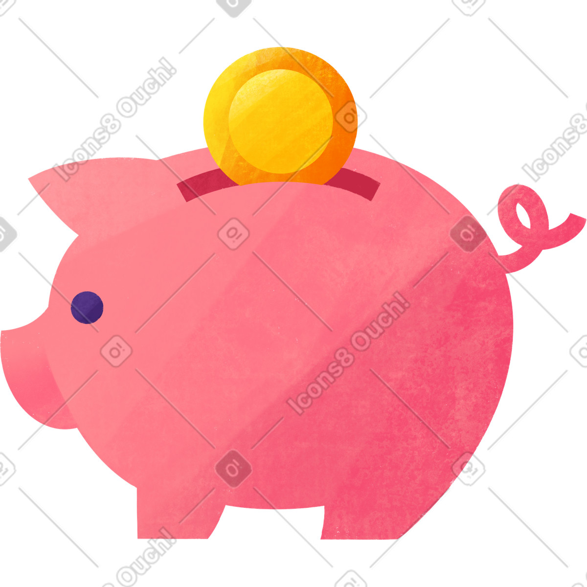 Ilustración Piggy bank with gold coin en estilo Bonbon a descargar en PNG y SVG
