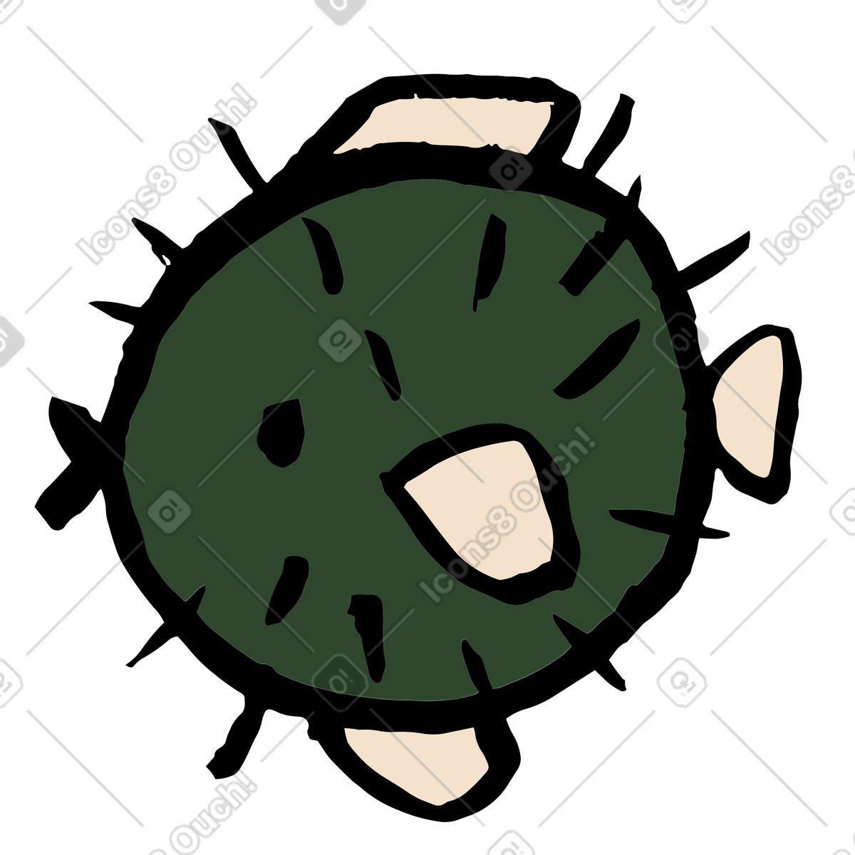 Pesce fugu illustrazione in stile Scandi scarica in PNG, SVG