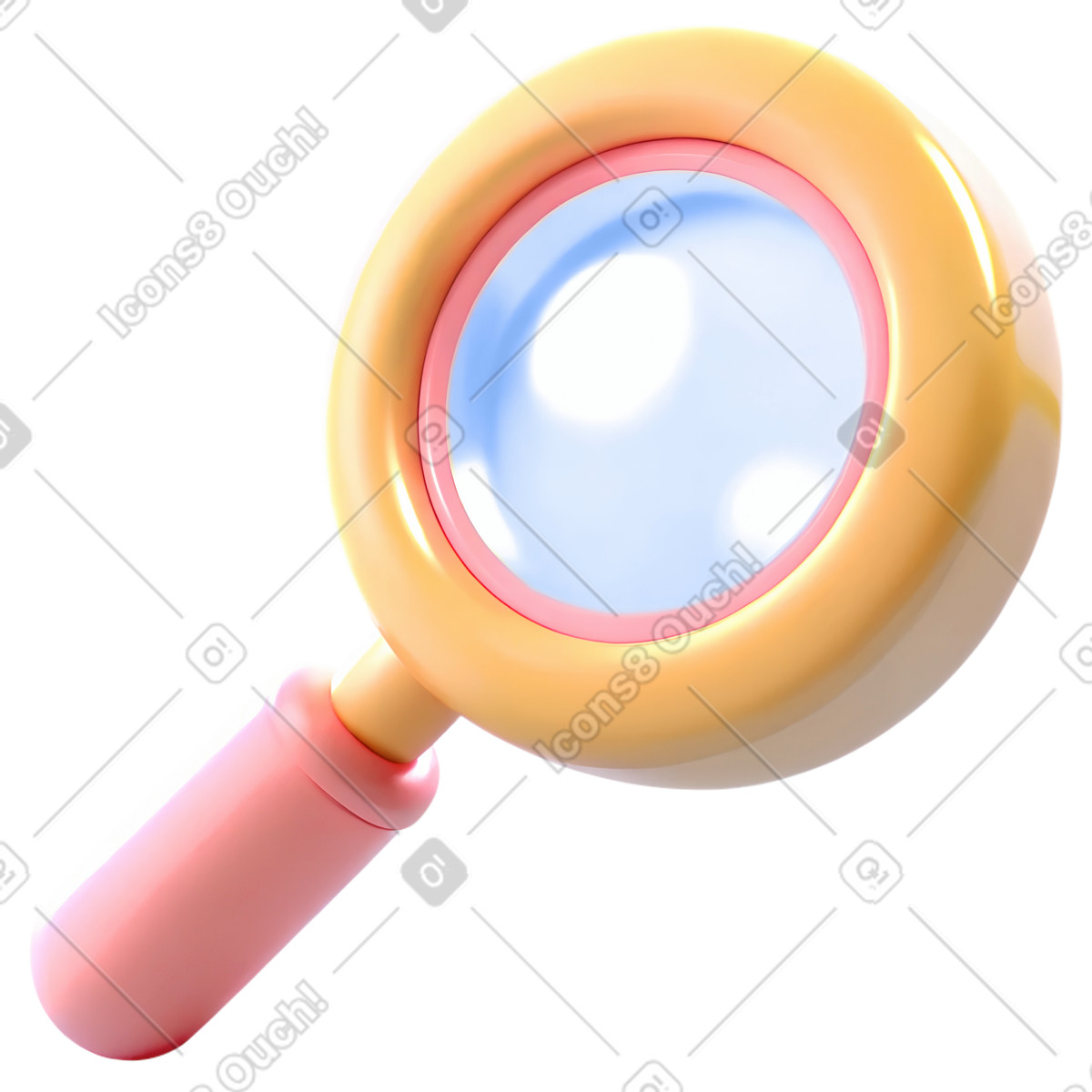 下载 3D Cutie 风格的 塑料粉色放大镜 插画，支持 PNG、SVG 格式